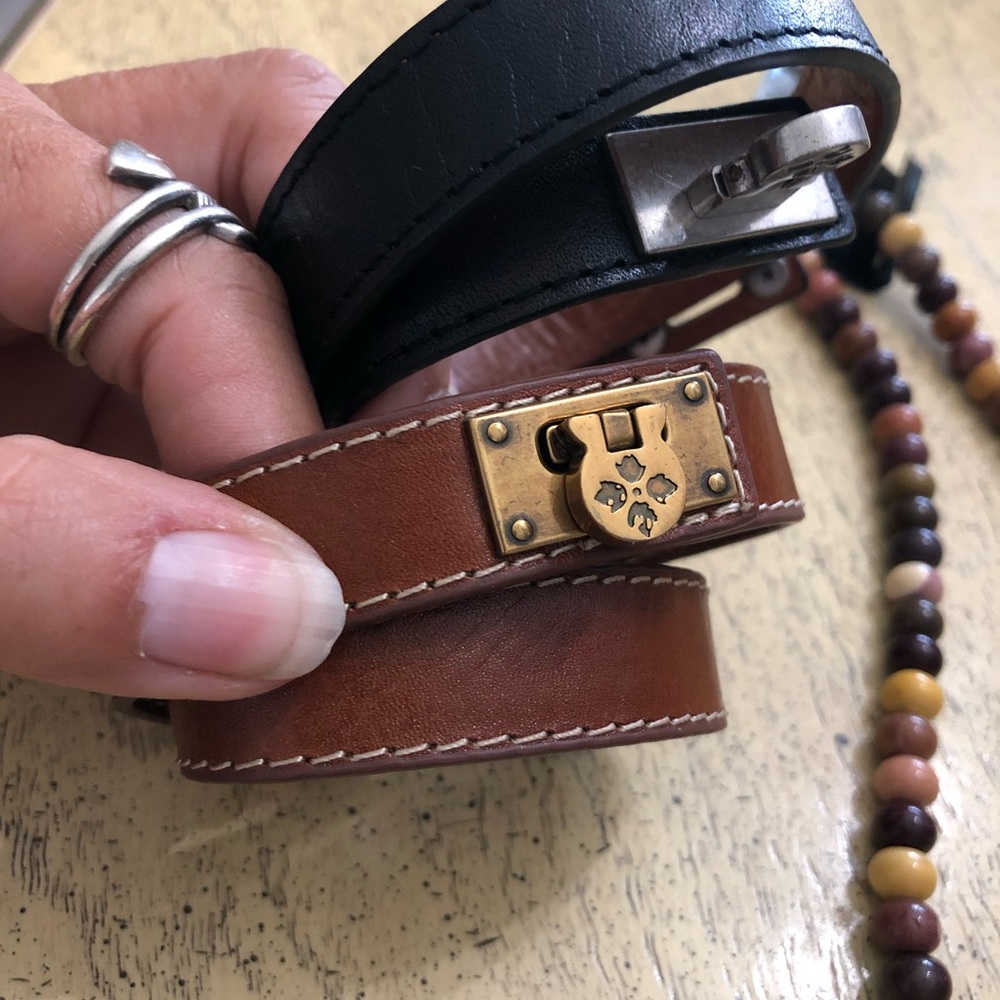 Patricia Nash brown leather wrap bracelet.